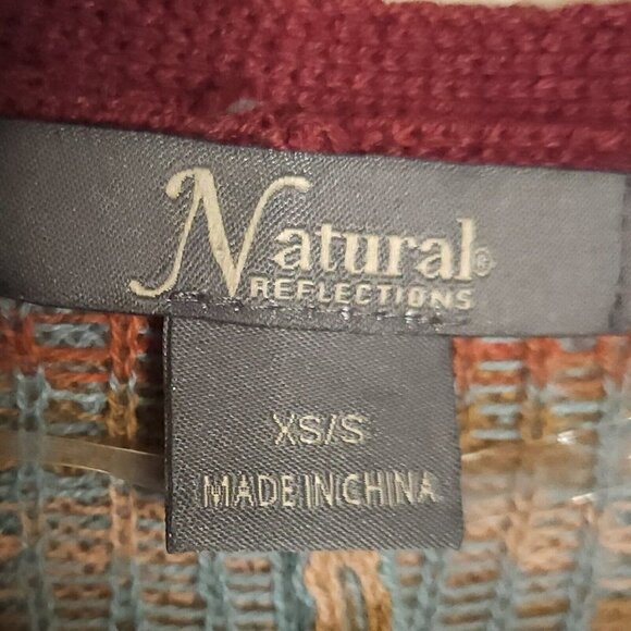 Natural Reflections Southwestern Lightweight Striped Short Sleeve Cardigan S/XS - Picture 5 of 6